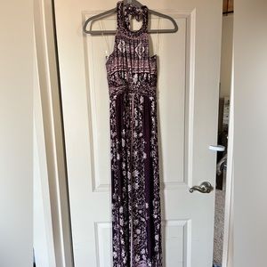 Moa Moa Purple & Pink Patterned Maxi Dress